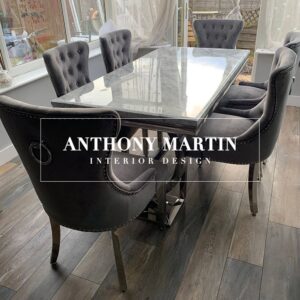 Lopez Marble Dining Table + 6 Buckingham Chairs