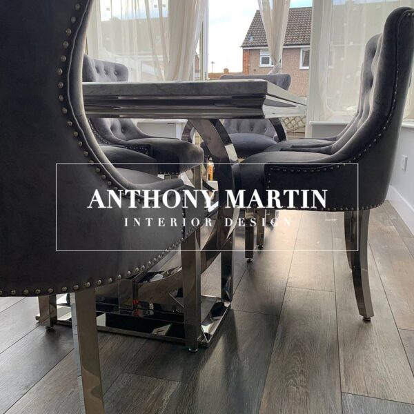 Lopez Marble Dining Table + 6 Buckingham Chairs - Image 2