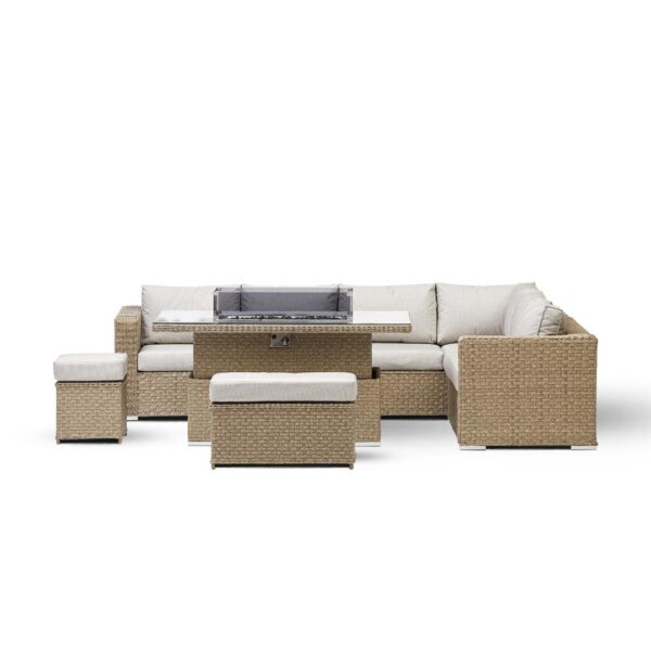 Orchid Corner Rising Dining Set, Firepit & Rain Cover in Natural - Image 11