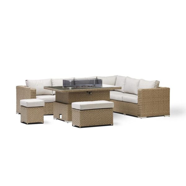 Orchid Corner Rising Dining Set, Firepit & Rain Cover in Natural - Image 12