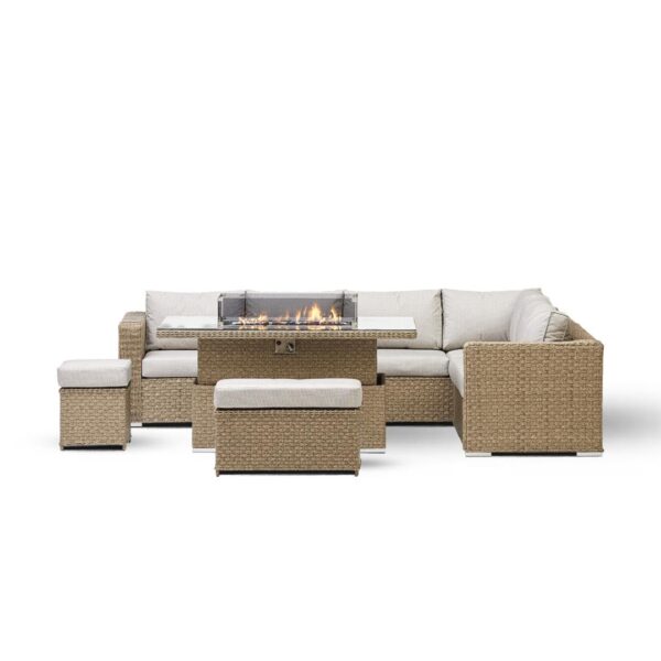 Orchid Corner Rising Dining Set, Firepit & Rain Cover in Natural - Image 10