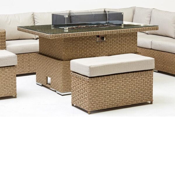 Orchid Corner Rising Dining Set, Firepit & Rain Cover in Natural - Image 2