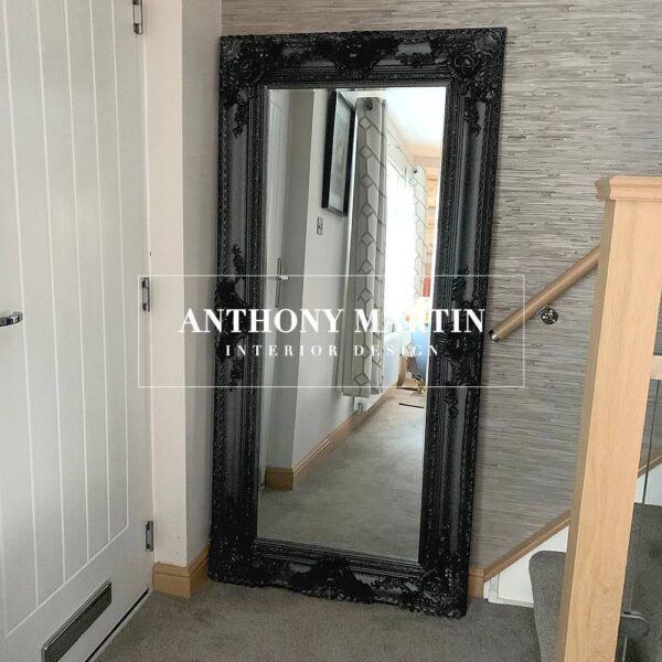 Sold Out!! Ornate Bevelled Mirror in Matte Black