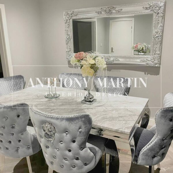 Diaz Marble Dining Table + 6 Kensington Chairs - Image 2