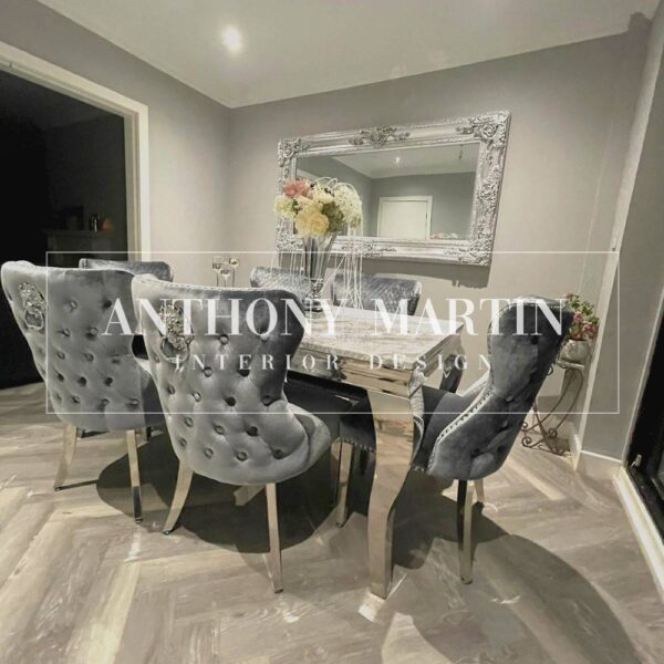 Diaz Marble Dining Table + 6 Kensington Chairs