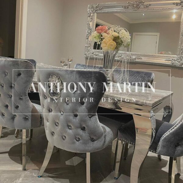 Diaz Marble Dining Table + 6 Kensington Chairs - Image 3