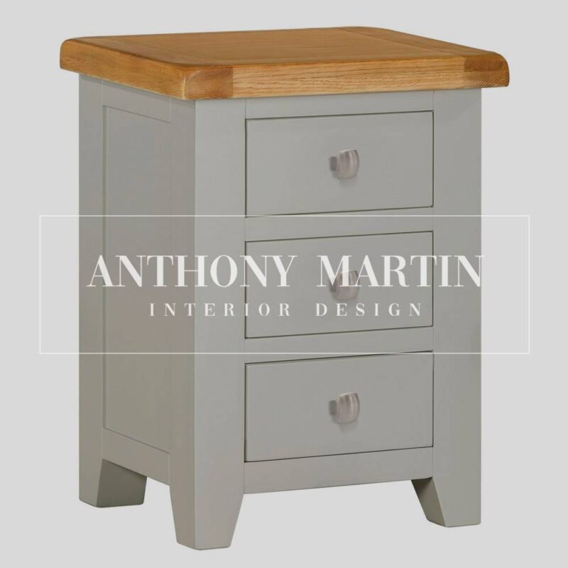 Painted Oak 3-Drawer Bedside Table