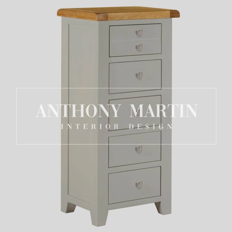 Painted Oak 5-Drawer Chest
