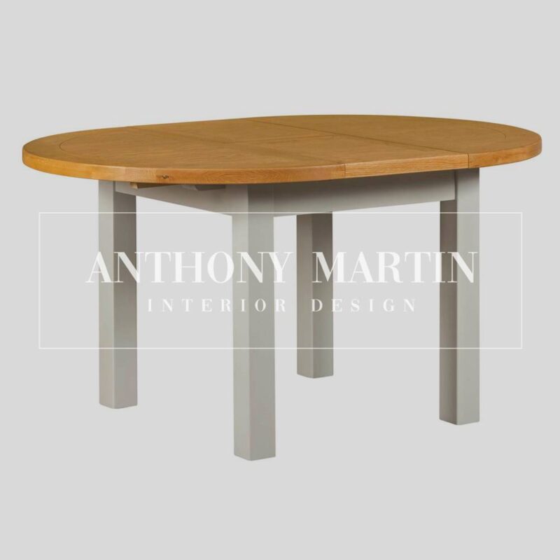 Painted Oak Round Extending Dining Table