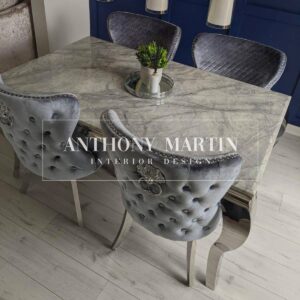 Diaz Marble Dining Table + 4 Kensington Chairs