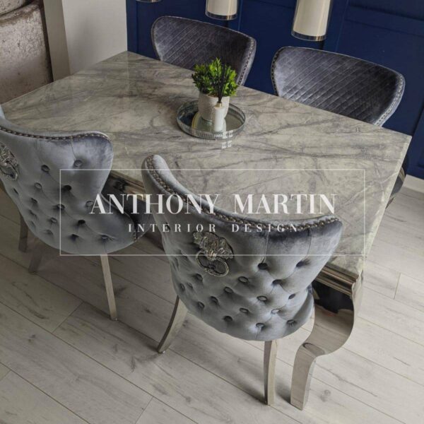 Diaz Marble Dining Table + 4 Kensington Chairs
