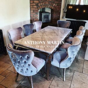 Diaz Marble Dining Table + 8 Kensington Chairs