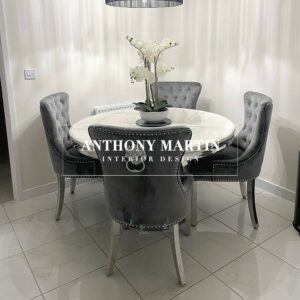 Lopez Marble Dining Table + 4 Buckingham Chairs